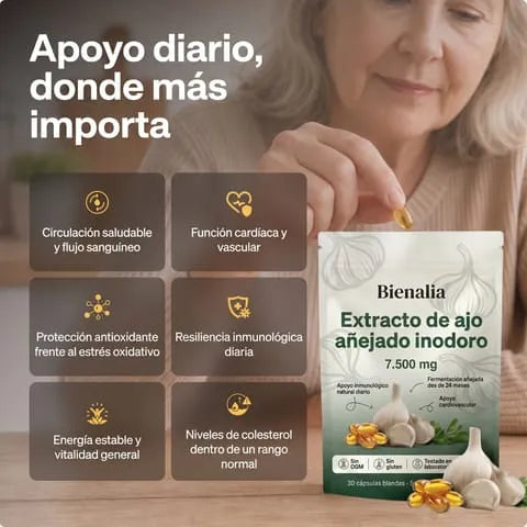 Extracto de Ajo Añejado – Cápsulas Blandas de 7500mg Sin Olor