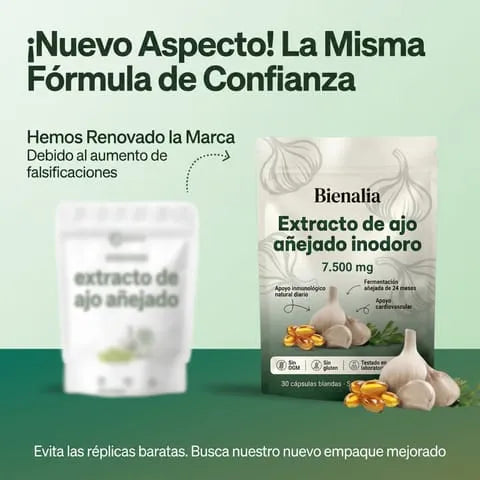 Extracto de Ajo Añejado – Cápsulas Blandas de 7500mg Sin Olor