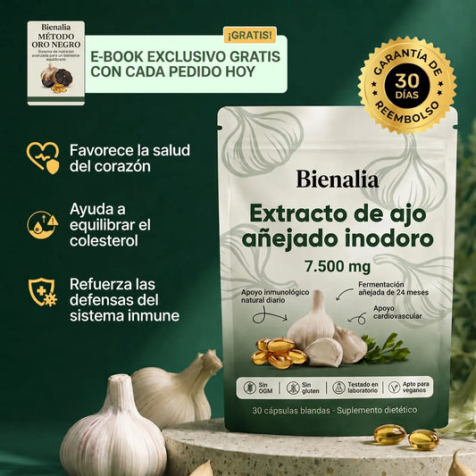 Extracto de Ajo Añejado – Cápsulas Blandas de 7500mg Sin Olor